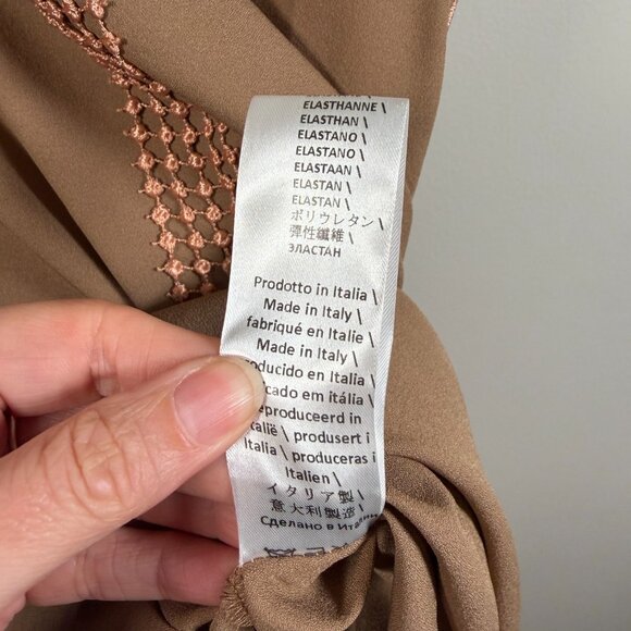 Tiziano Zorzan Shirt Dress Size IT 46 US 10 Brown Midi Classic Sleeveless Collar - Picture 12 of 12